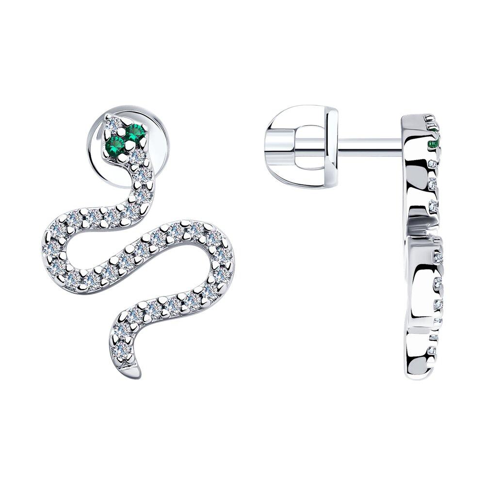 Серьги из серебра с фианитами - видео на модели