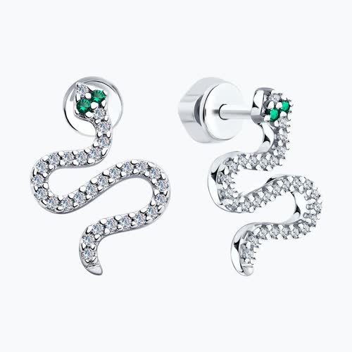 Серьги из серебра с фианитами из серебро — вид 2