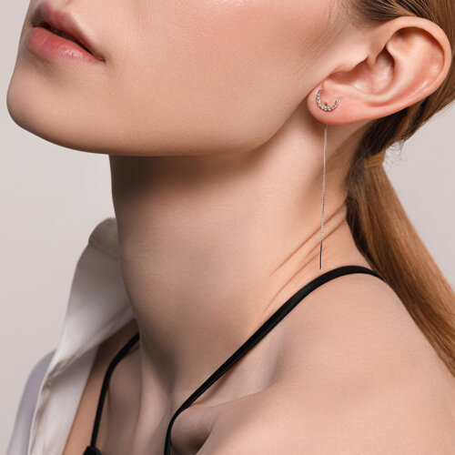 Серьги из серебра с фианитами из серебро — вид 2