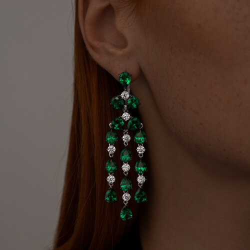 Серьги из серебра с фианитами из серебро — вид 2