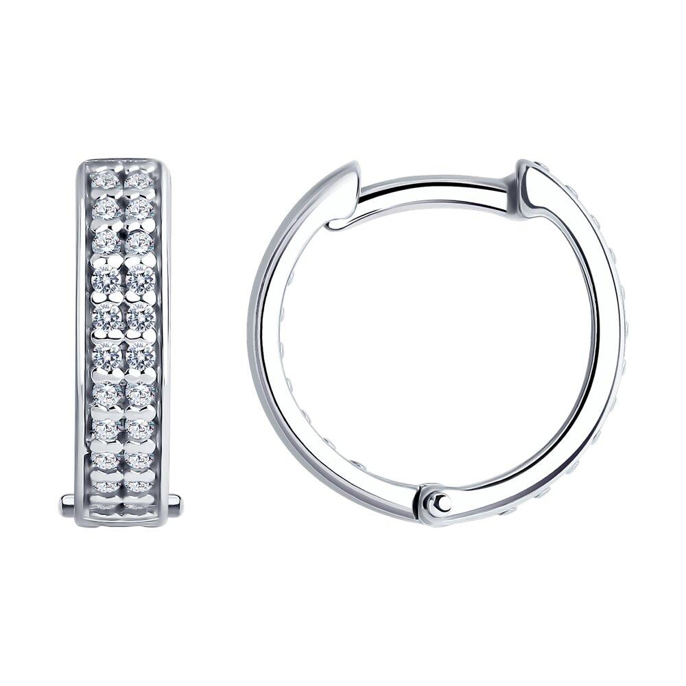 Серьги из серебра с фианитами - видео на модели