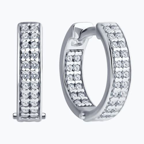 Серьги из серебра с фианитами из серебро — вид 2