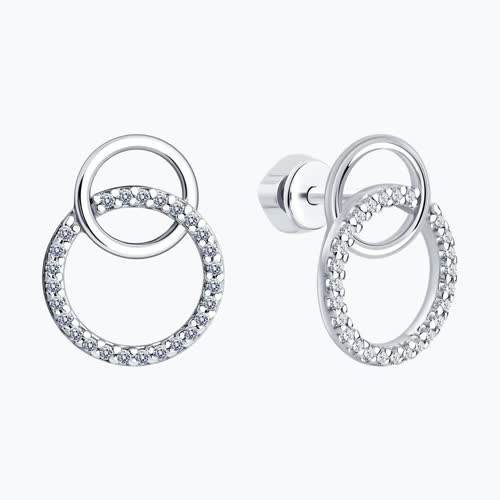 Серьги из серебра с фианитами из серебро — вид 2