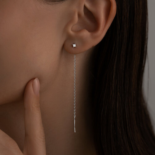 Серьги из серебра с фианитами из серебро — вид 2