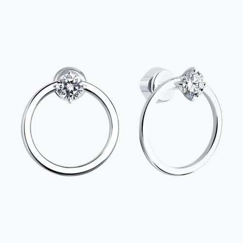 Серьги из серебра с фианитами из серебро — вид 2