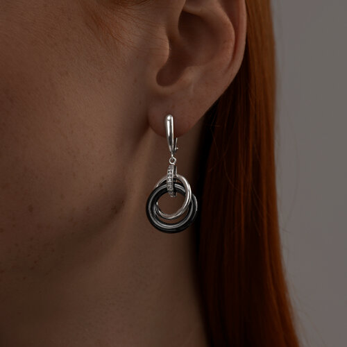 Серьги из серебра с керамическими вставками и фианитами из серебро — вид 2