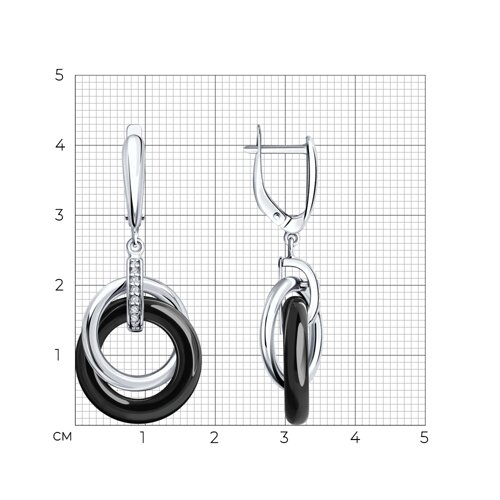 Серьги из серебра с керамическими вставками и фианитами из серебро — вид 3