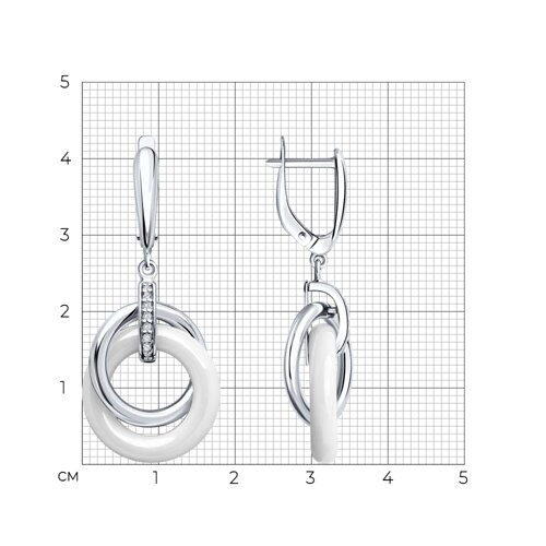 Серьги из серебра с керамическими вставками и фианитами из серебро — вид 4