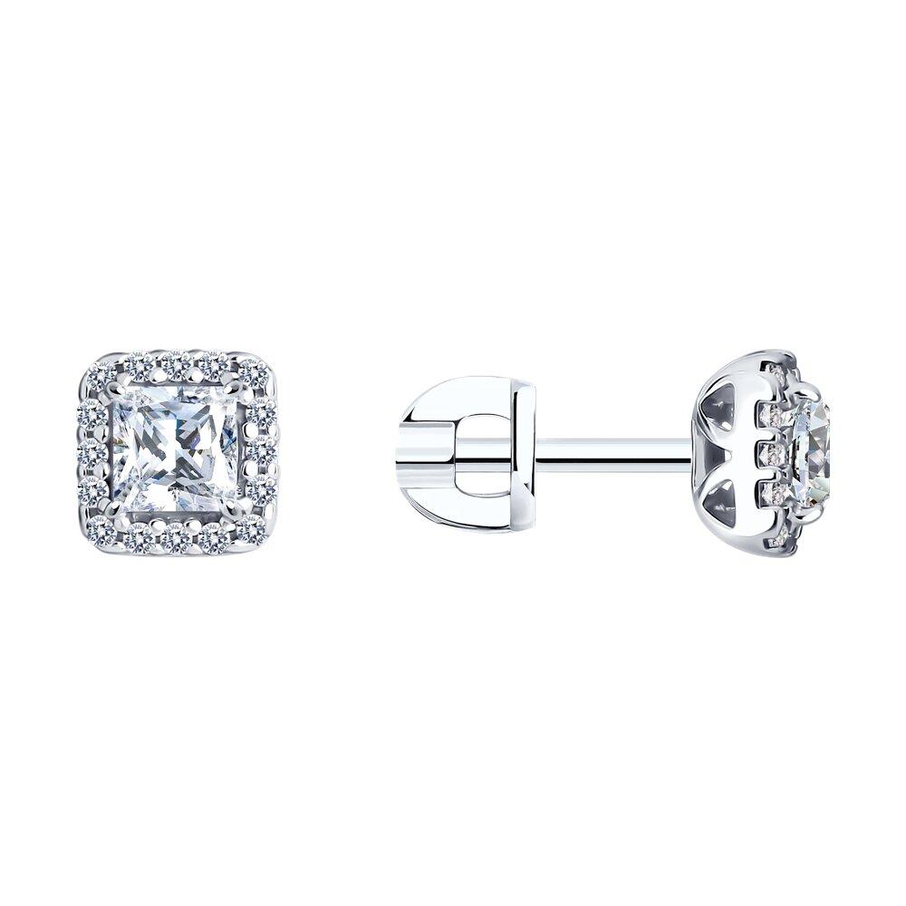 Серьги из серебра с фианитами, 925, 12 000 тг