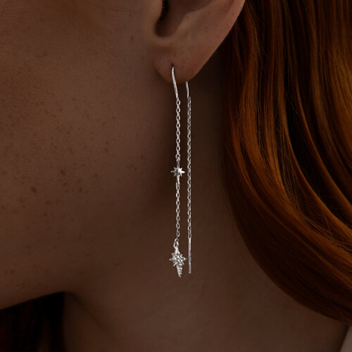 Серьги из серебра с фианитами из серебро — вид 2