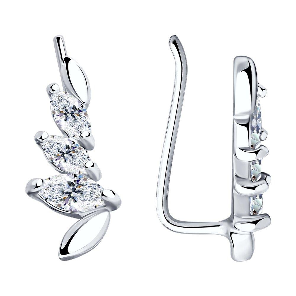 Серьги из серебра с фианитами - видео на модели