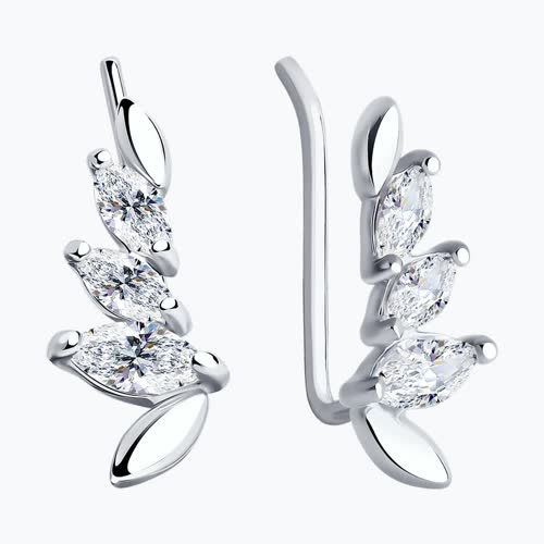 Серьги из серебра с фианитами из серебро — вид 2