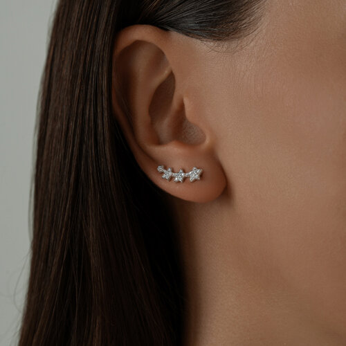 Серьги из серебра с фианитами из серебро — вид 2