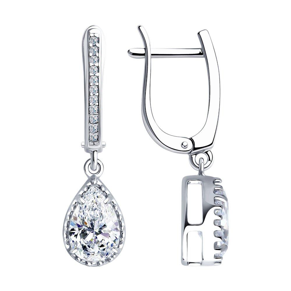 Серьги из серебра с фианитами - видео на модели