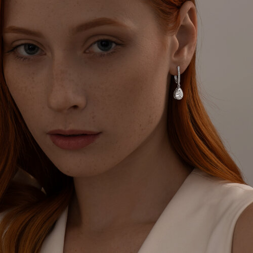 Серьги из серебра с фианитами из серебро — вид 3