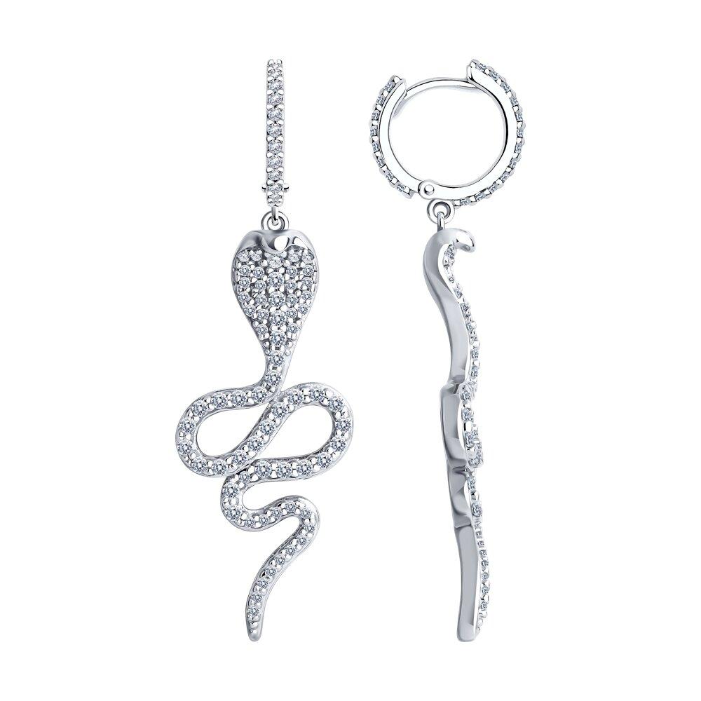 Серьги из серебра с фианитами - видео на модели