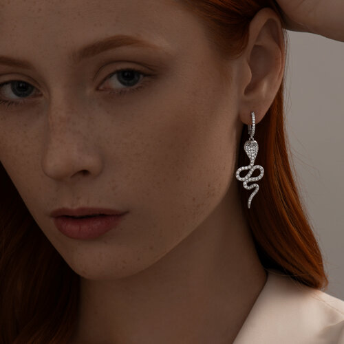 Серьги из серебра с фианитами из серебро — вид 3