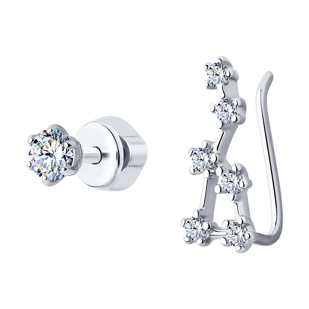 Серьги из серебра с фианитами из серебро