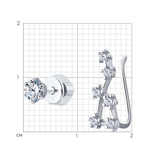 Серьги из серебра с фианитами из серебро — вид 4