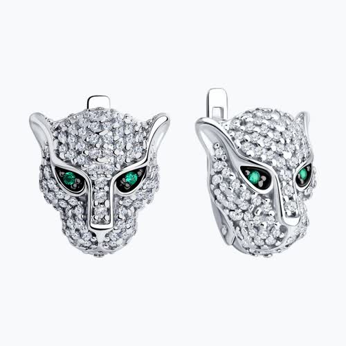 Серьги из серебра с фианитами из серебро — вид 2