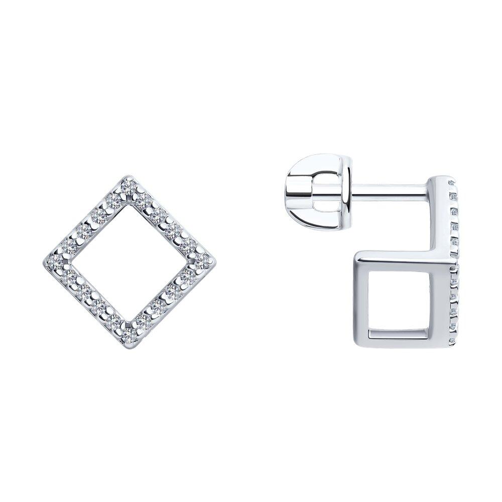 Серьги из серебра с фианитами