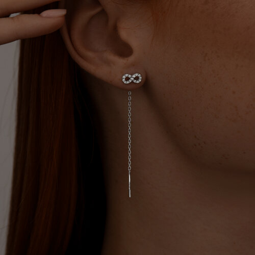 Серьги из серебра с фианитами из серебро — вид 2