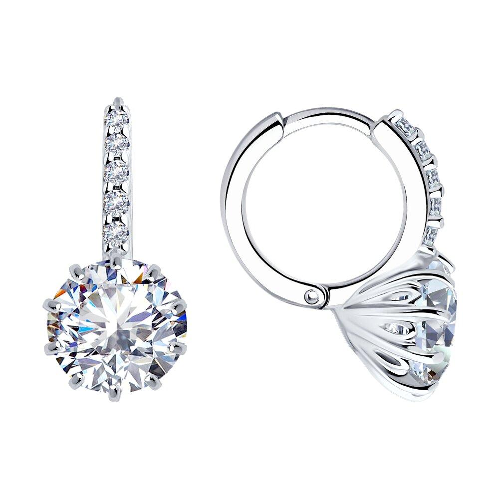 Серьги из серебра с фианитами - видео на модели