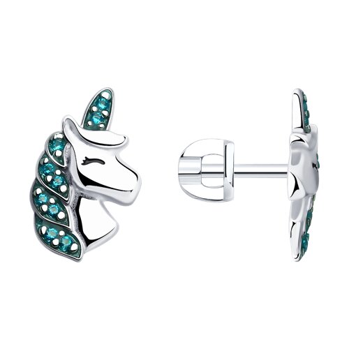 Серьги из серебра с фианитами и эмалью - видео на модели