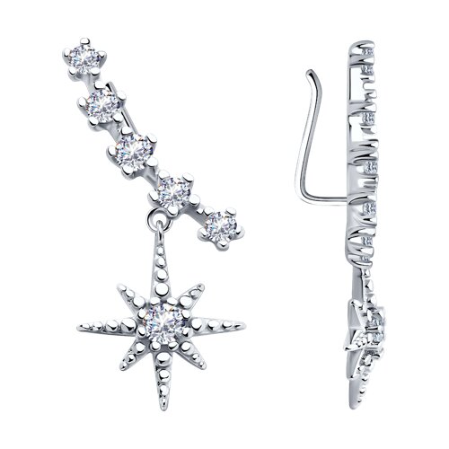 Серьги из серебра с фианитами - видео на модели