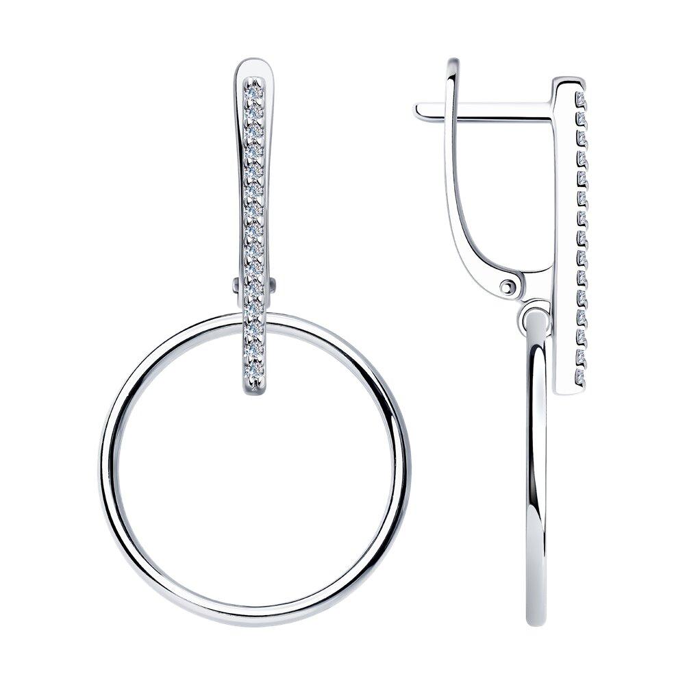 Серьги из серебра с фианитами - видео на модели