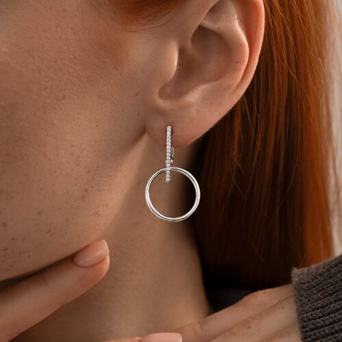 Серьги из серебра с фианитами из серебро — вид 2