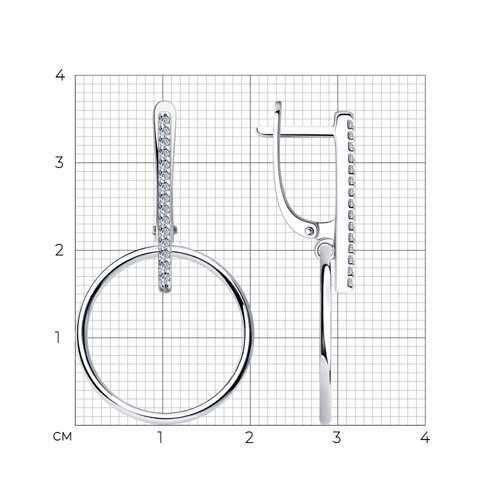 Серьги из серебра с фианитами из серебро — вид 3