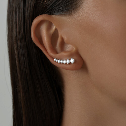 Серьги из серебра с фианитами из серебро — вид 2