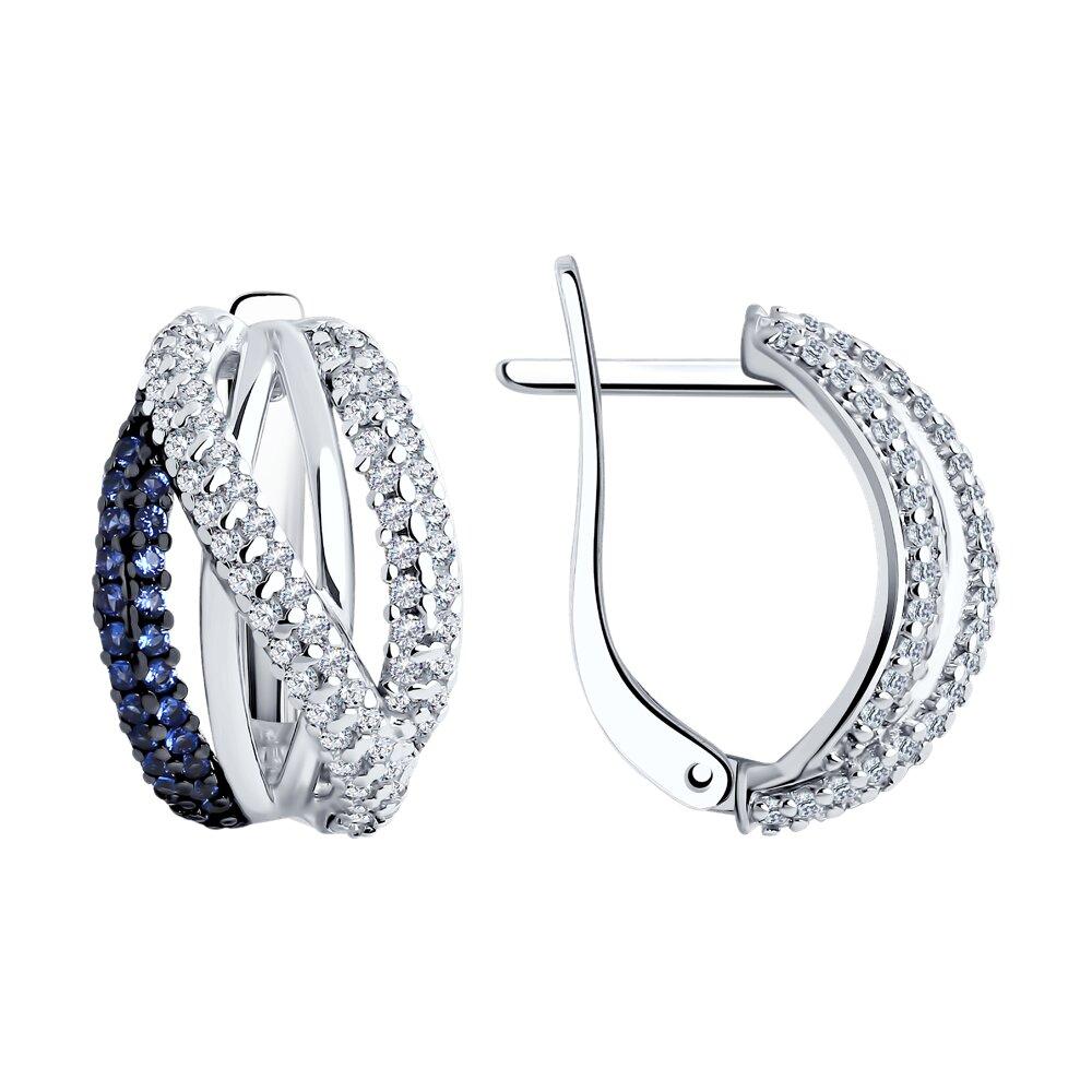 Серьги из серебра с фианитами - видео на модели