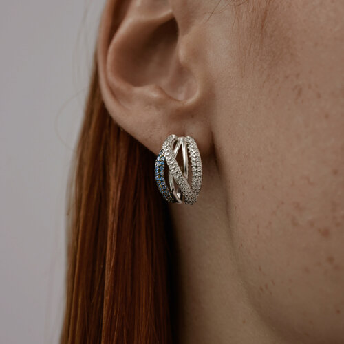 Серьги из серебра с фианитами из серебро — вид 2