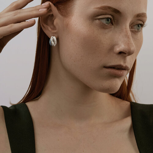 Серьги из серебра с фианитами из серебро — вид 3