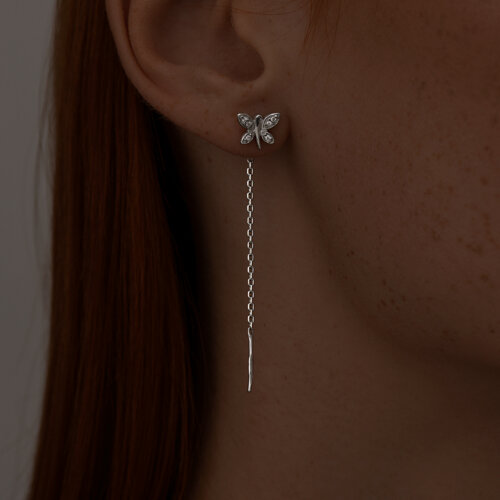 Серьги из серебра с фианитами из серебро — вид 2