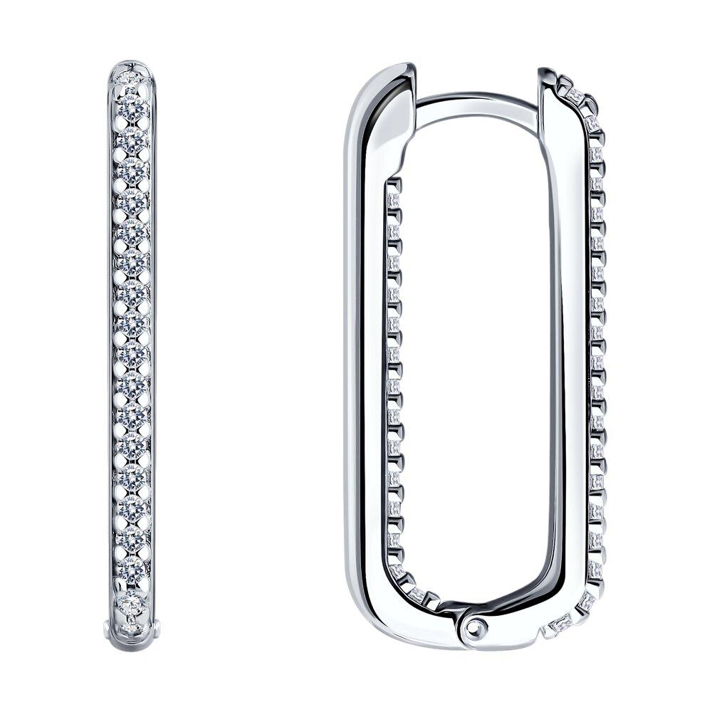 Серьги из серебра с фианитами - видео на модели