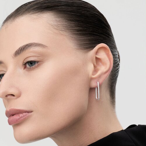 Серьги из серебра с фианитами из серебро — вид 2