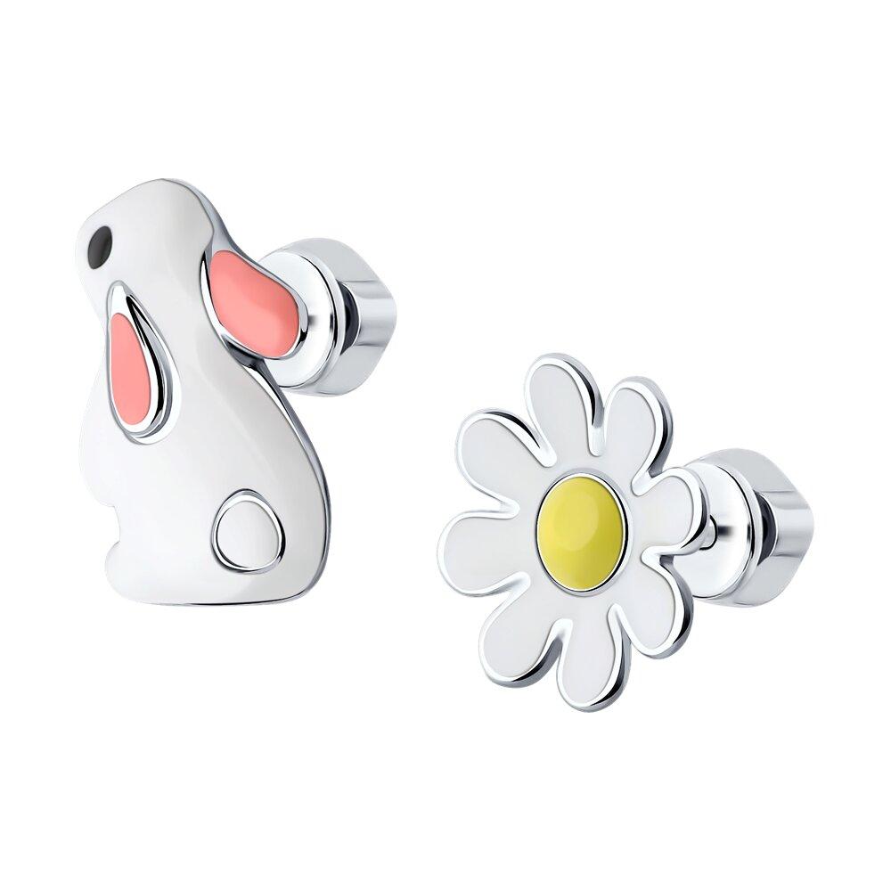 Серьги из серебра с эмалью из серебро