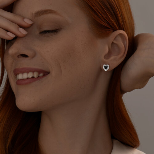 Серьги из серебра с фианитами и эмалью из серебро — вид 3