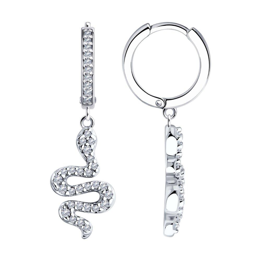 Серьги из серебра с фианитами - видео на модели