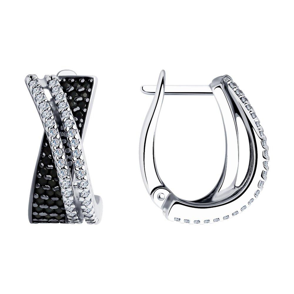 Серьги из серебра с фианитами - видео на модели