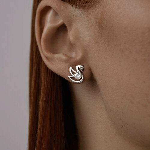 Серьги из серебра с фианитами из серебро — вид 2