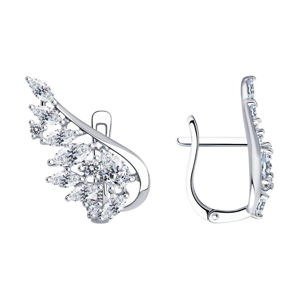 Серьги из серебра с фианитами - видео на модели