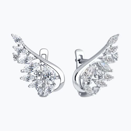 Серьги из серебра с фианитами из серебро — вид 2