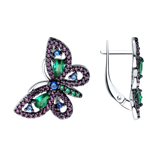 Серьги из серебра с фианитами - видео на модели