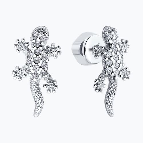 Серьги из серебра с фианитами из серебро — вид 2