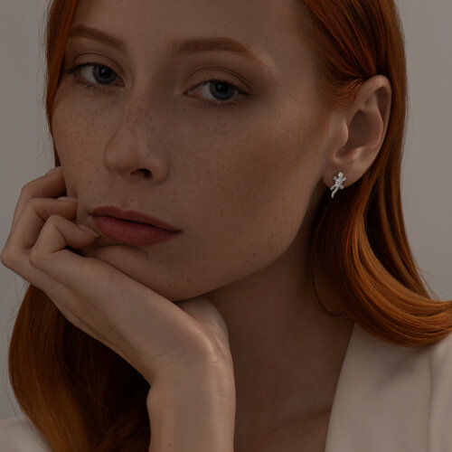 Серьги из серебра с фианитами из серебро — вид 4