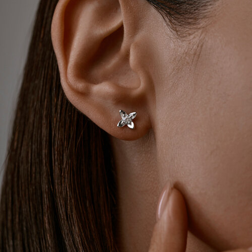 Серьги из серебра с фианитами из серебро — вид 3